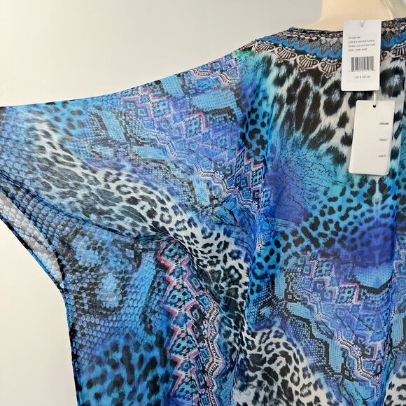 La Moda True Colours Jungle Adventures Cross Lace Kaftan Tunic Animal Print OS - Picture 6 of 9